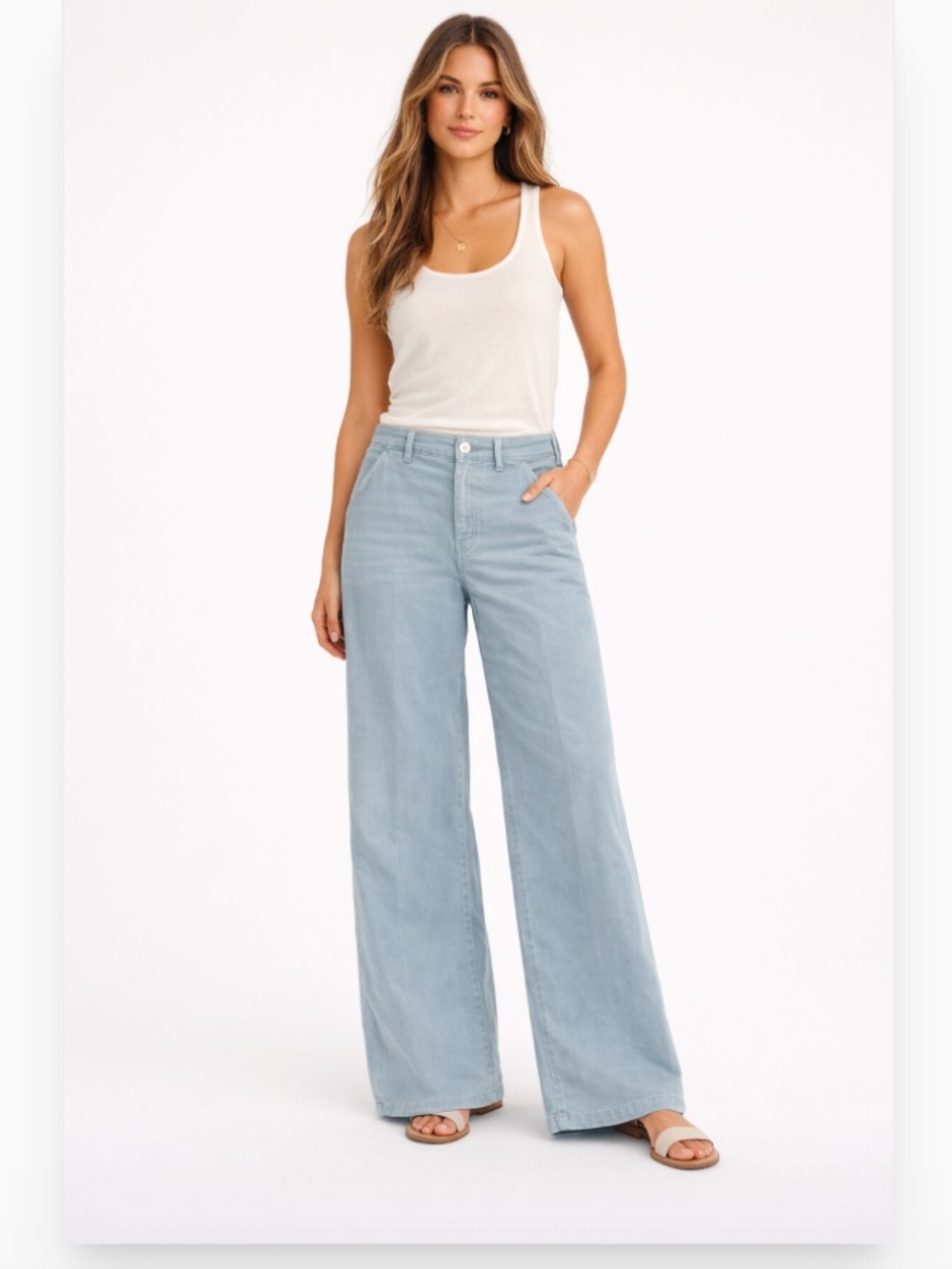 Pilcro and the Letterpress Light Blue Wide-Leg Jeans
